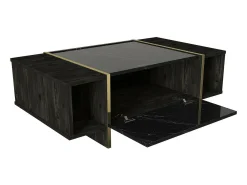 Dmora Mesa de café Dpagliar, Mesa baixa para café, Suporte para sofá, Prateleira para sala, 104x60h37 cm, e Dourado^ Mesa De Centro