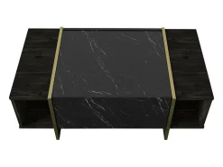 Dmora Mesa de café Dpagliar, Mesa baixa para café, Suporte para sofá, Prateleira para sala, 104x60h37 cm, e Dourado^ Mesa De Centro