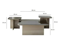 Dmora Mesa de café Dpangraz, Mesa de café, Porta-revista para sofá, Prateleira de sala de estar, 80x80h40 cm, Tortora e Fumè^ Mesa De Centro