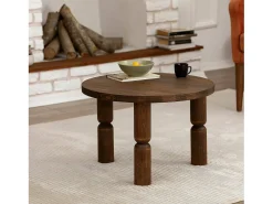 Dmora Mesa de café Dpedron, Mesa de café baixo, Porta-revistas para sofá, Prateleira para sala de estar, 60x60h40 cm, Noz^ Mesa De Centro