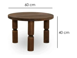 Dmora Mesa de café Dpedron, Mesa de café baixo, Porta-revistas para sofá, Prateleira para sala de estar, 60x60h40 cm, Noz^ Mesa De Centro