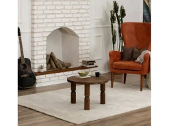 Dmora Mesa de café Dpedron, Mesa de café baixo, Porta-revistas para sofá, Prateleira para sala de estar, 60x60h40 cm, Noz^ Mesa De Centro