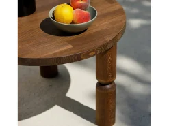 Dmora Mesa de café Dpedron, Mesa de café baixo, Porta-revistas para sofá, Prateleira para sala de estar, 60x60h40 cm, Noz^ Mesa De Centro