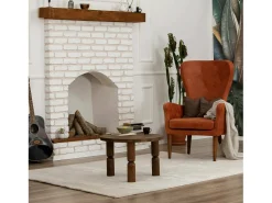 Dmora Mesa de café Dpedron, Mesa de café baixo, Porta-revistas para sofá, Prateleira para sala de estar, 60x60h40 cm, Noz^ Mesa De Centro