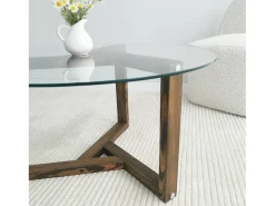 New Dmora Mesa de café Dperalt, Mesa de café, Suporte de mesa para sofá, Prateleira para sala de estar, 75x75h40 cm, Nogueira Castanho