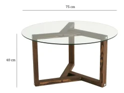 New Dmora Mesa de café Dperalt, Mesa de café, Suporte de mesa para sofá, Prateleira para sala de estar, 75x75h40 cm, Nogueira Castanho