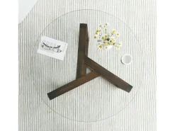 New Dmora Mesa de café Dperalt, Mesa de café, Suporte de mesa para sofá, Prateleira para sala de estar, 75x75h40 cm, Nogueira Castanho