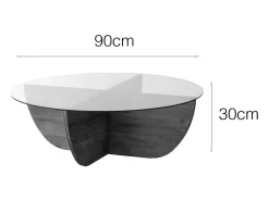Mesa De Centro*Dmora Mesa de café Dpere, Mesa de café, Porta-revistas para sofá, Prateleira para sala de estar, 90x90h30 cm, Carvalho Bege