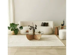 Mesa De Centro|Dmora Mesa de café Dpere, Mesa de café, Porta-revistas para sofá, Prateleira para sala de estar, 90x90h30 cm, Carvalho Natural claro