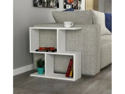 Mesa De Centro*Dmora Mesa de café Dpersend, Mesa de café, Porta-revistas para sofá, Prateleira para sala, 60x20h60 cm, Branco