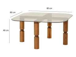 Dmora Mesa de café Dpervers, Mesa de café, Suporte de revistas para sofá, Prateleira de sala de estar, 80x80h40 cm, Nogueira e Fumè^ Mesa De Centro