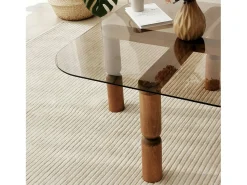 Dmora Mesa de café Dpervers, Mesa de café, Suporte de revistas para sofá, Prateleira de sala de estar, 80x80h40 cm, Nogueira e Fumè^ Mesa De Centro
