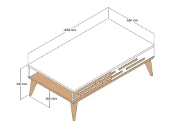 Mesa De Centro|Dmora Mesa de café Dpiacent, Mesa de café, Porta-revistas para sofá, Prateleira para sala, 105x35h60 cm, Nogueira e Branco Castanho
