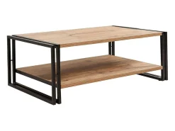 Mesa De Centro*Dmora Mesa de café Dpierozz, Mesa de café, Porta-revistas para sofá, Prateleira para sala, 110x70h40 cm, Carvalho e Preto Castanho