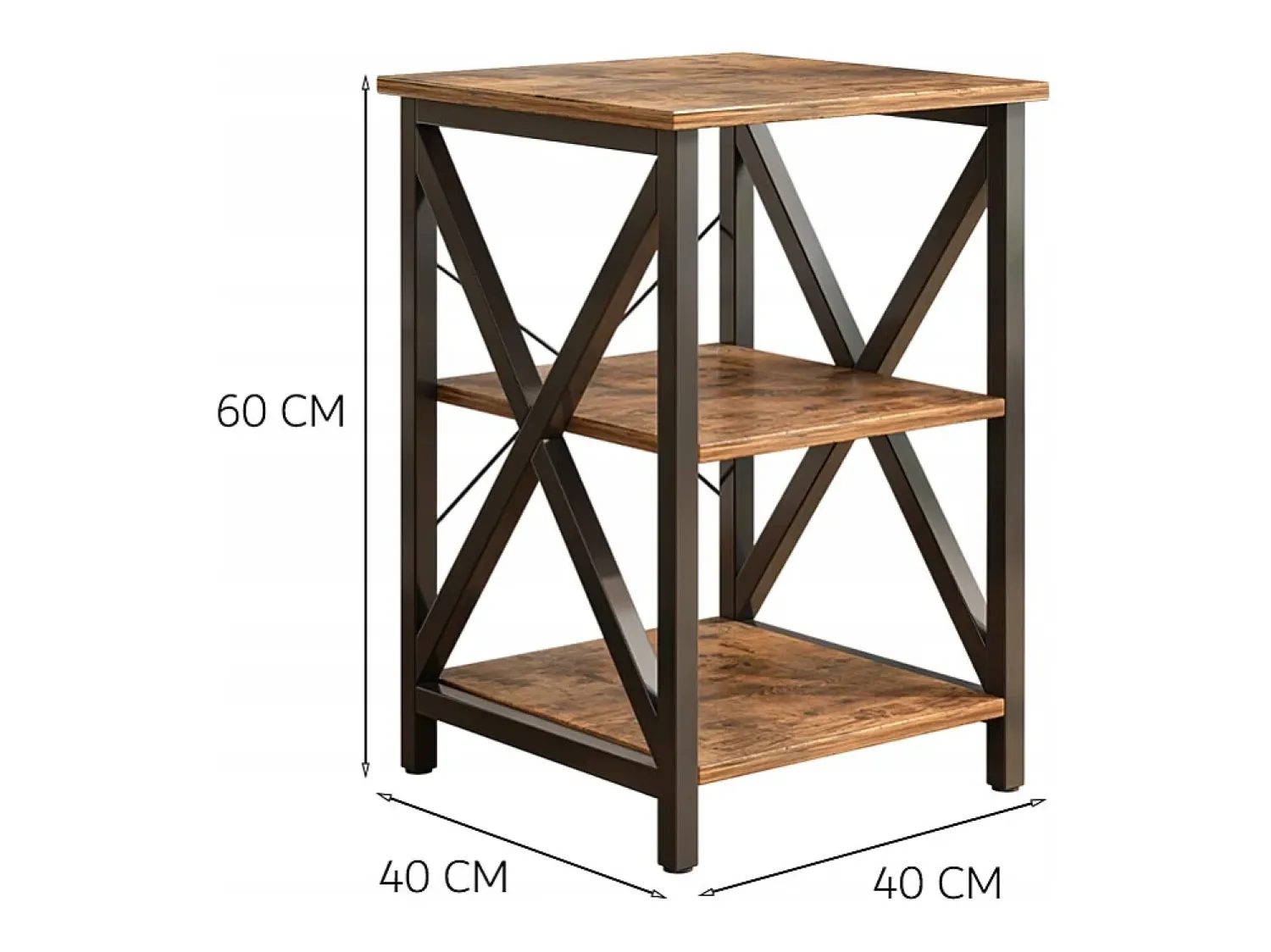 Mesa De Apoio* MESA DE CAFÉ INDUSTRIAL QUADRADA DE MADEIRA PRATELEIRA RETRO ARMÁRIO LOFT Natural escuro