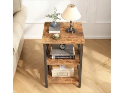 Mesa De Apoio* MESA DE CAFÉ INDUSTRIAL QUADRADA DE MADEIRA PRATELEIRA RETRO ARMÁRIO LOFT Natural escuro