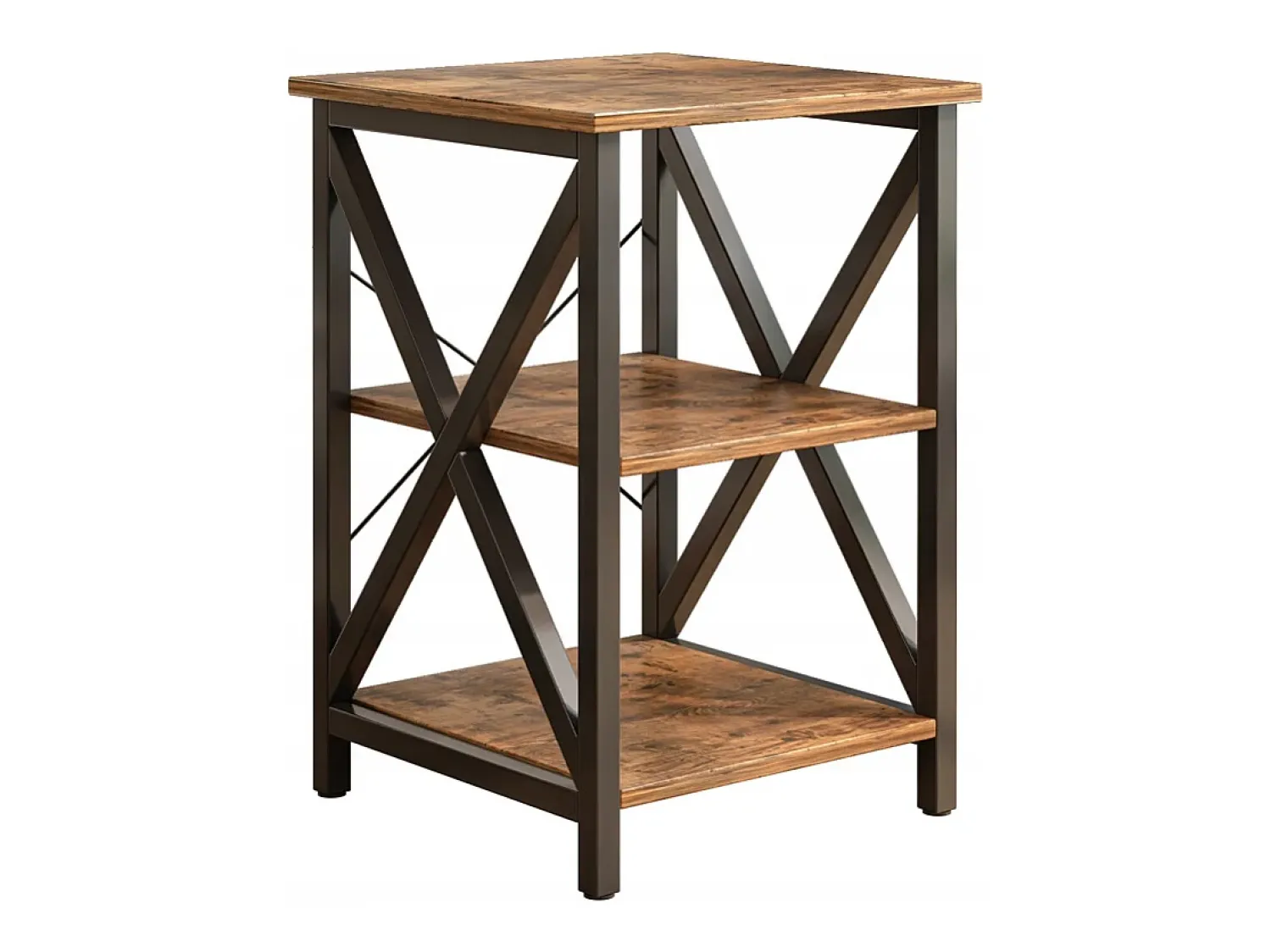 Mesa De Apoio* MESA DE CAFÉ INDUSTRIAL QUADRADA DE MADEIRA PRATELEIRA RETRO ARMÁRIO LOFT Natural escuro