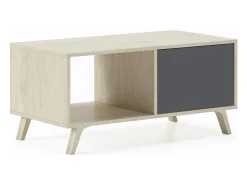 Mesa De Centro|Skraut Home Mesa de café modelo WIND, cor Carvalho e Cinza Antracite, 92x50x45cm. Natural claro