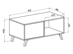 Mesa De Centro*Skraut Home Mesa de café modelo WIND, cor e Cinza Cimento, 92x50x45cm Branco