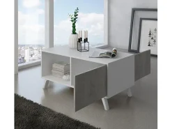 Mesa De Centro*Skraut Home Mesa de café modelo WIND, cor e Cinza Cimento, 92x50x45cm Branco