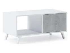 Mesa De Centro*Skraut Home Mesa de café modelo WIND, cor e Cinza Cimento, 92x50x45cm Branco