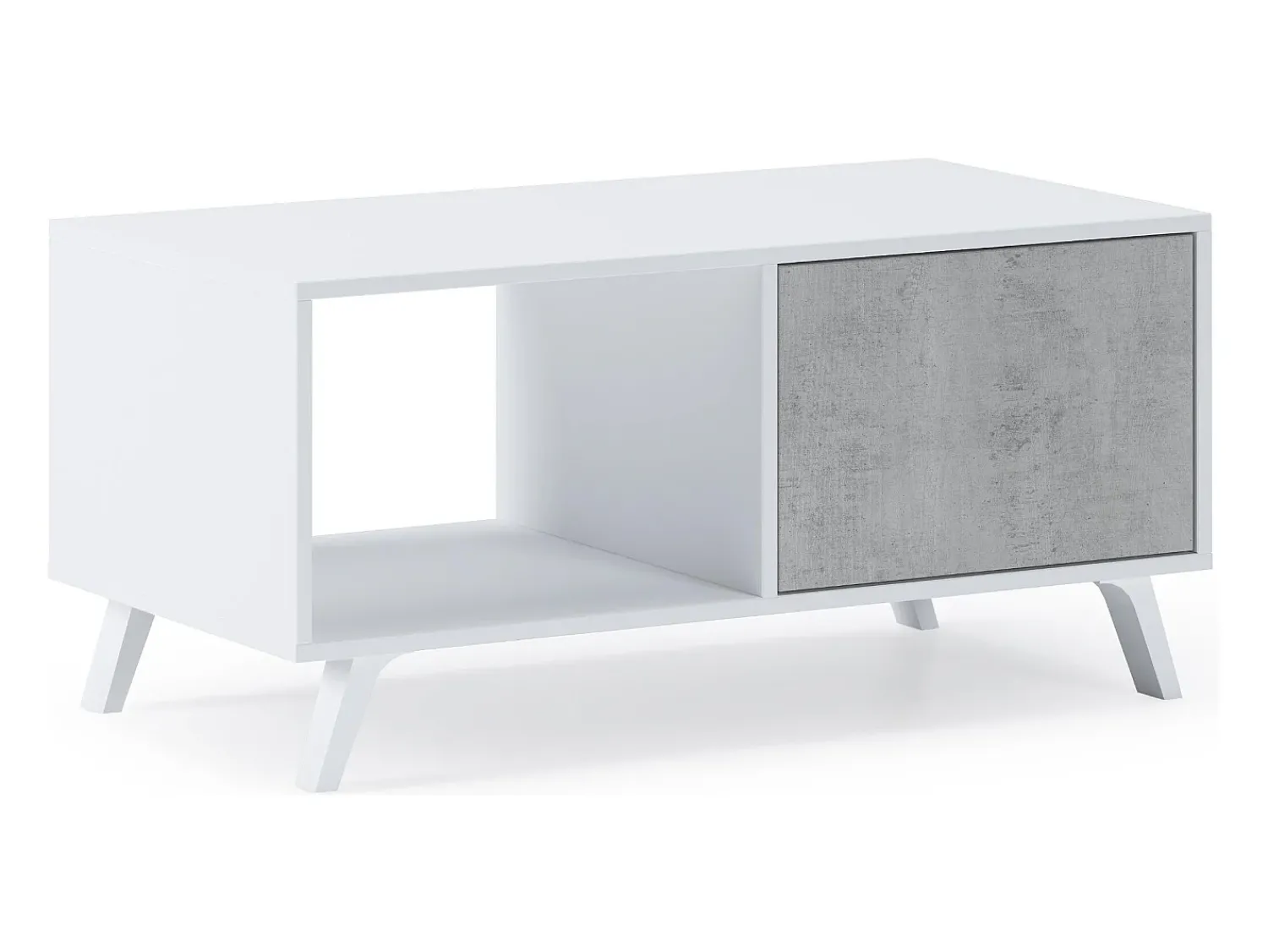 Mesa De Centro*Skraut Home Mesa de café modelo WIND, cor e Cinza Cimento, 92x50x45cm Branco