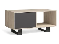 Mesa De Centro*Skraut Home Mesa de café modelo WIND, cor Carvalho e , 92x50x45cm. Cinza antracite