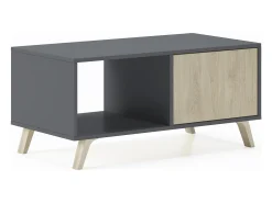 Mesa De Centro*Skraut Home Mesa de café modelo WIND, cor Cinza Antracite e Carvalho, 92x50x45cm Natural claro