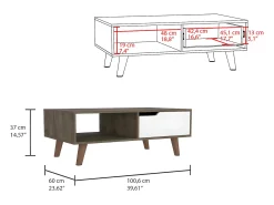 Mesa De Centro*TuHome Mesa de café Oslo, com gaveta Branco