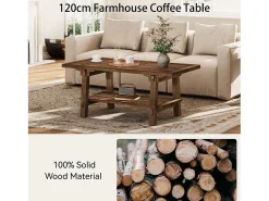 Mesa De Centro|Tribesigns Mesa de Café para Sala de Estar, Mesa de Cocktail Central Rustica de 120cm com Pernas Firmes Castanho