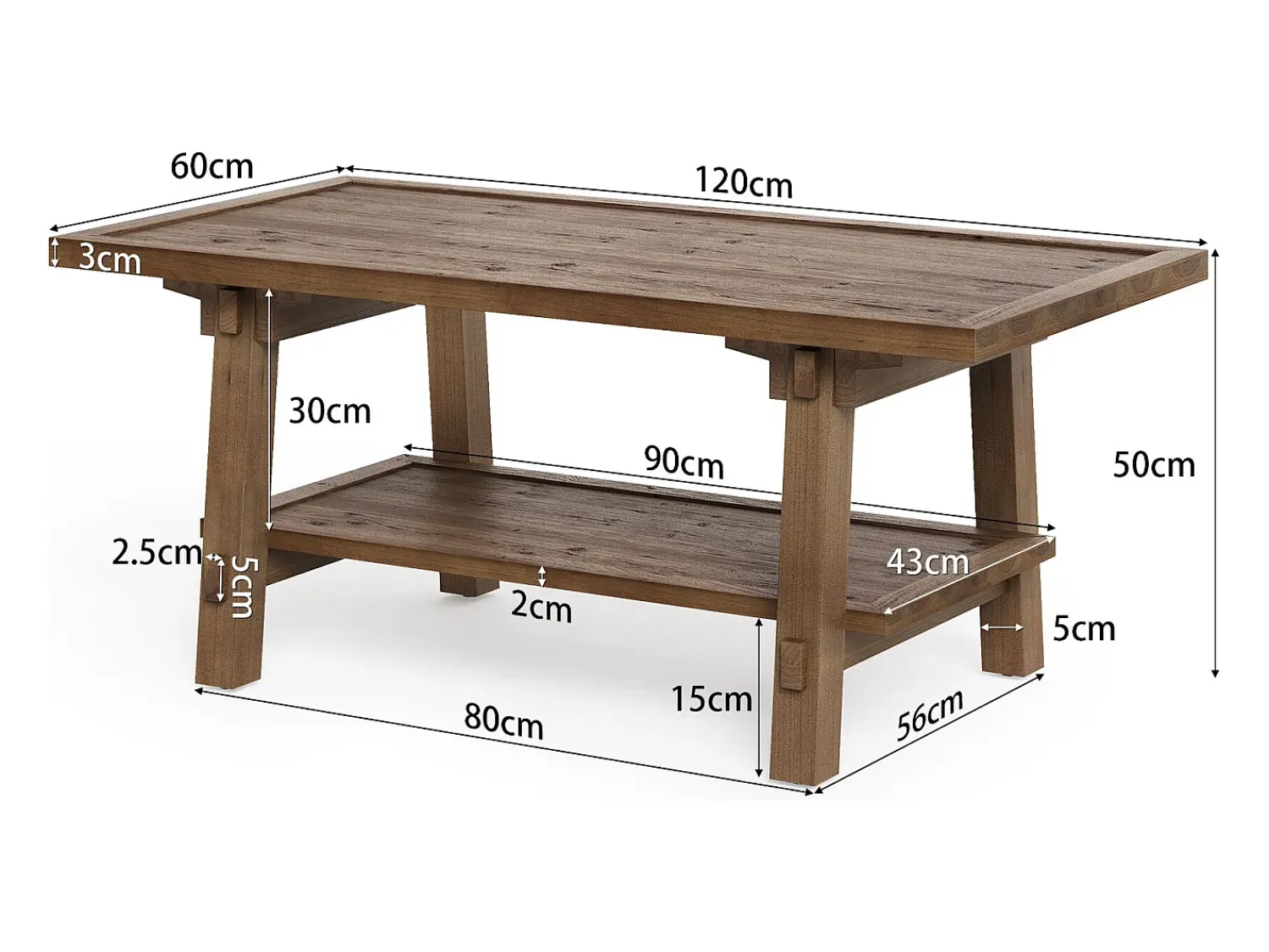 Mesa De Centro|Tribesigns Mesa de Café para Sala de Estar, Mesa de Cocktail Central Rustica de 120cm com Pernas Firmes Castanho