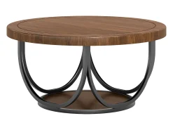 Mesa De Centro|Tribesigns Mesa de Café Redonda com 2 Andares, Mesa de Cocktail de Acento Circular de 80Cm com Prateleira de Armazenamento Castanho chocolate
