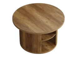 Clearance Tribesigns Mesa de café redonda com armazenamento, mesa central circular pequena de 80 cm para a sala de estar, marrom rústico Castanho