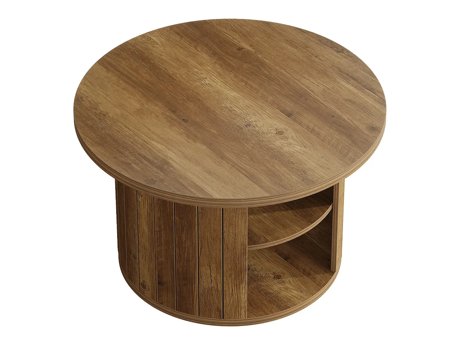 Clearance Tribesigns Mesa de café redonda com armazenamento, mesa central circular pequena de 80 cm para a sala de estar, marrom rústico Castanho