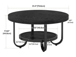 Mesa De Centro|Tribesigns Mesa de Café Redonda de 2 Camadas com Prateleira de Armazenamento para Sala de Estar, Preta Preto