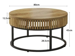 Tribesigns Mesa de Café Redonda de 80 cm, Mesa de Centro de Cocktail Circular Rural para Sala de Estar, Marrom Claro^ Mesa De Centro