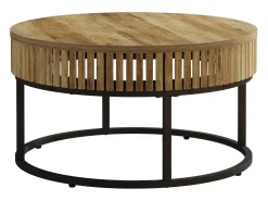 Tribesigns Mesa de Café Redonda de 80 cm, Mesa de Centro de Cocktail Circular Rural para Sala de Estar, Marrom Claro^ Mesa De Centro