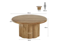 Tribesigns Mesa de Café Redonda de 80cm para Sala de Estar, Mesa de Cocktail Central Redonda no Estilo Rural^ Mesa De Centro