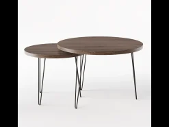 Mesa de café redonda LAPP conjunto Ø50 + Ø68 cm Carvalho Chocolate^ Mesa De Centro