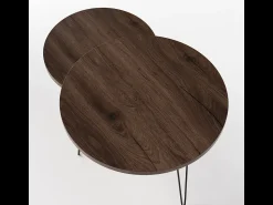 Mesa de café redonda LAPP conjunto Ø50 + Ø68 cm Carvalho Chocolate^ Mesa De Centro