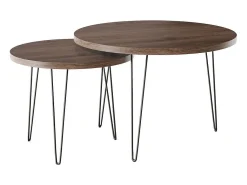 Mesa de café redonda LAPP conjunto Ø50 + Ø68 cm Carvalho Chocolate^ Mesa De Centro
