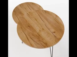 New Mesa de café redonda LAPP conjunto Ø50 + Ø68 cm Carvalho Craft Castanho