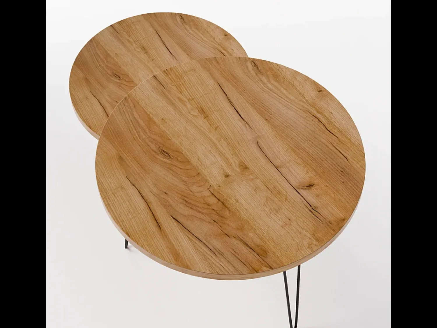 New Mesa de café redonda LAPP conjunto Ø50 + Ø68 cm Carvalho Craft Castanho