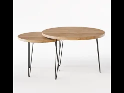 New Mesa de café redonda LAPP conjunto Ø50 + Ø68 cm Carvalho Craft Castanho