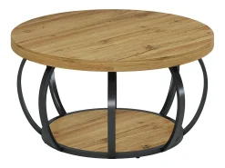 Mesa De Centro|Tribesigns Mesa de Café Redonda, Mesa de Café Circular de 2 Andares com Prateleiras de Armazenamento, Mesa de Centro Moderna de Acento de Madeira Mesa Lateral de Sofá Castanho