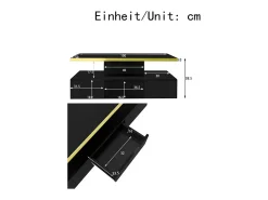 Online DripeX Mesa de café retangular com 1 gaveta e LED, 2 níveis de armazenamento, 100x50x39cm, Preto