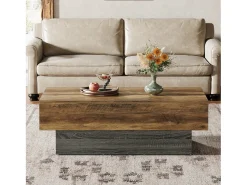 Tribesigns Mesa de Café Rural de 140 cm, Mesa de Chá Retangular Grande para Sala de Estar^ Mesa De Centro