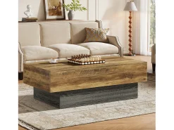 Tribesigns Mesa de Café Rural de 140 cm, Mesa de Chá Retangular Grande para Sala de Estar^ Mesa De Centro