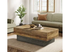 Tribesigns Mesa de Café Rural de 140 cm, Mesa de Chá Retangular Grande para Sala de Estar^ Mesa De Centro