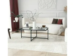 Mesa De Centro*Dmora Mesa de café saLote Dionit, Mesa de café, Porta-revistas para sofá, Prateleira para sala de estar, 94x64h35 cm, Preto